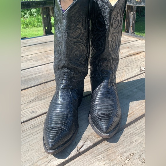 Dan Post Other - Dan Post Boots USA Lizard Skin Leather Western Cowboy Riding Work Boots Sz 8.5D
